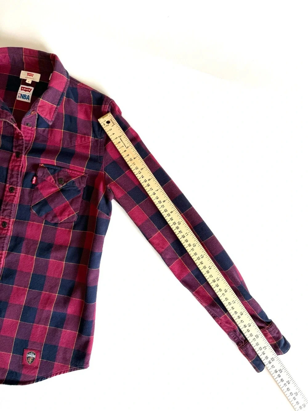 Levis x NBA Cleveland Cavaliers Plaid Western Flannel Snap Shirt Mens S EUC Cavs